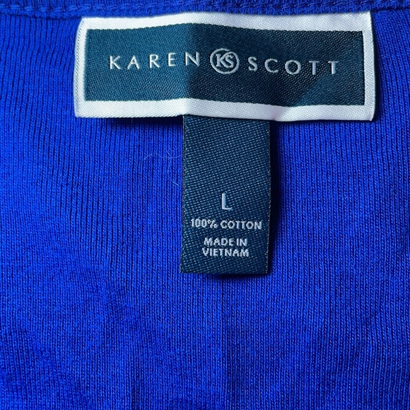 Karen Scott Women's Holiday Snowflake Blue Long Sleeve Shirt Size Large - Picture 5 of 5